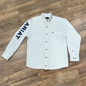 Ariat Team Logo Twill Classic Fit Men’s Shirt Size XS White/Blue Paisley